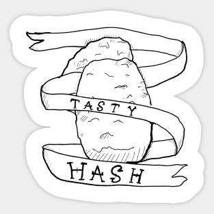 Tasty Hashbrowns B&W linework Sticker